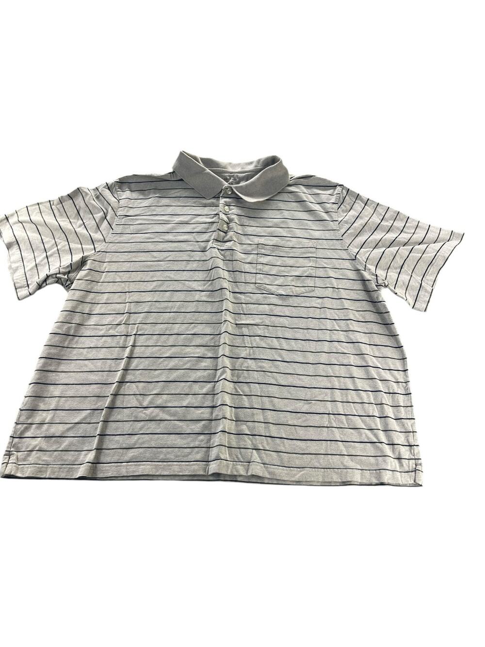 George Gray Striped Short Sleeve Collared Polo Shirt Men's Size 3XL